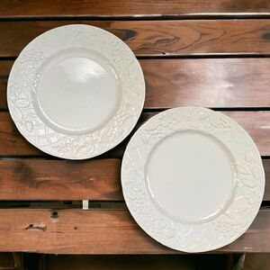 Mikasa English Countryside White  11” Stoneware Dinner Plates Set of 2